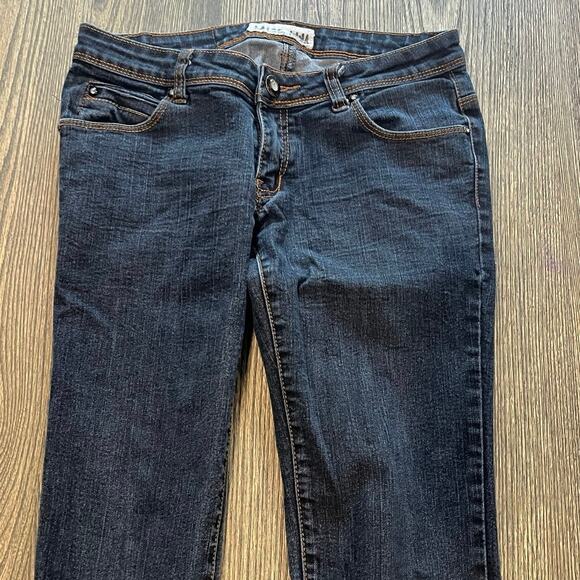 Miss Anna Womens Flare Jeans Mid Rise Denim 5 Pockets Dark Wash Blue Size 38 - Picture 3 of 11